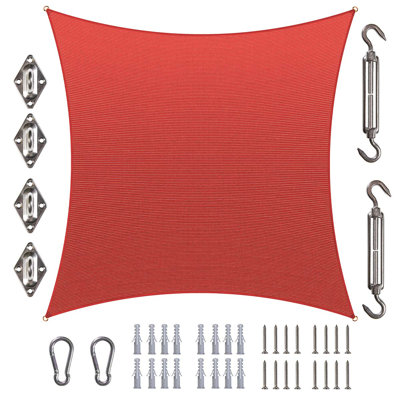 Amgo Square Sun Shade Sail with Hardware Kit