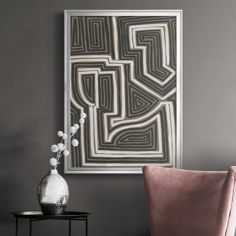 Toile abstraite encadrée de qualité supérieure - Prêt à accrocher, Argent, H 30,5 po x l 22,5 po x P 1 po
