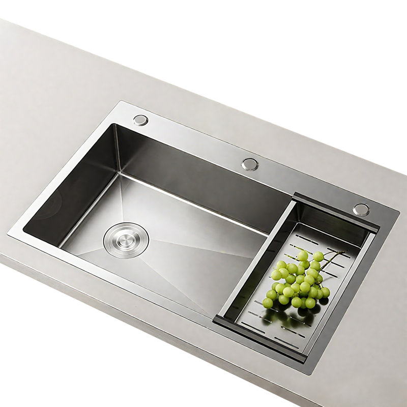 Fixturedisplays® 304 Stainless Steel Undermount Bar Sink, 23.6" L X 17.7" W X 7.9"H Rectangular Kitchen Sink, Single Bowl Basin 18762-600MM