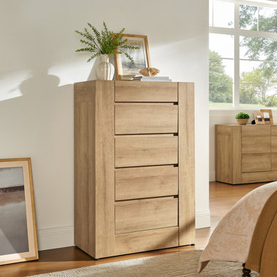 5-Drawer Dresser, Handleless Modern Chest Of Drawers