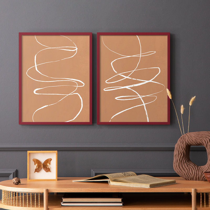 Terracotta Drift I-Premium, reproduction encadrée prête à accrocher - aucun clou requis - aucun clou requis, Rouge