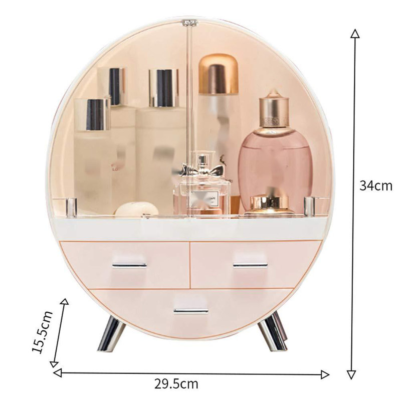 Aleiah Plastic Makeup Organiser, Pink/Gold