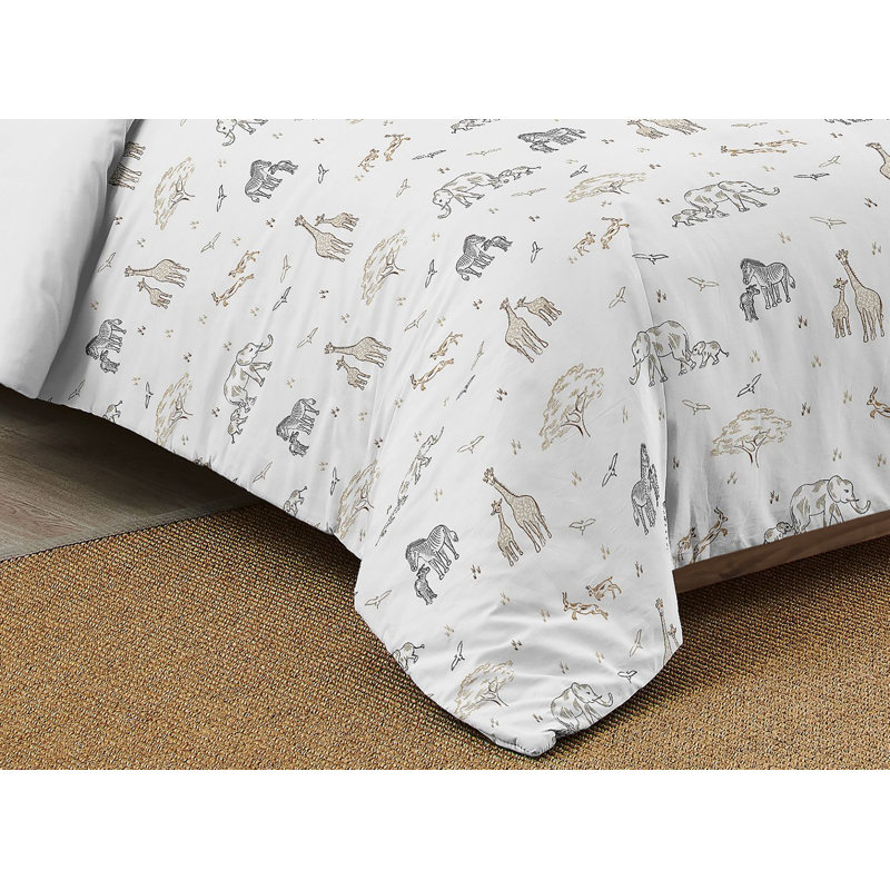 Serengeti Animals Full Microfiber Comforter Set in Black and Beige