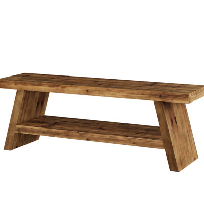 2 - Tier Shoe Bench, Solid Wood, Rustic Brown, Open Storage Design, Versatile Usage In Hallway, Bedroom, Or As An Extra Dining Seat, Quick Up, 48.51 In Depth 2 Rectangular Entryway Bench With Wood