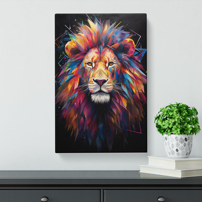 Lion Neo-Plasticism - Single Picture Frame Print, 50cm H x 35cm W x 3cm D