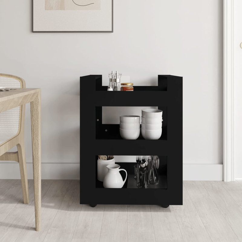 Kalyonka Wood Kitchen Cart, Black
