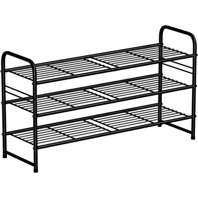 Étagère à chaussures en métal à 3 niveaux de 82 cm de large, empilable et ajustable, pour placard.