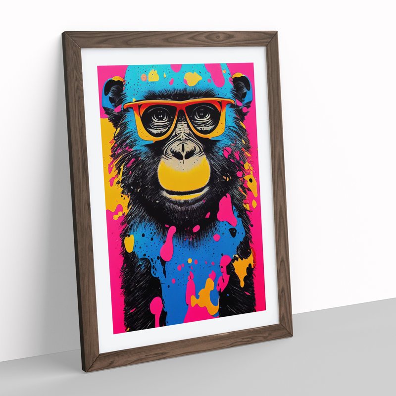 Painted Monkey No.1 Abstract - Wall Art, 46cm H x 34cm W x 2cm D, Walnut