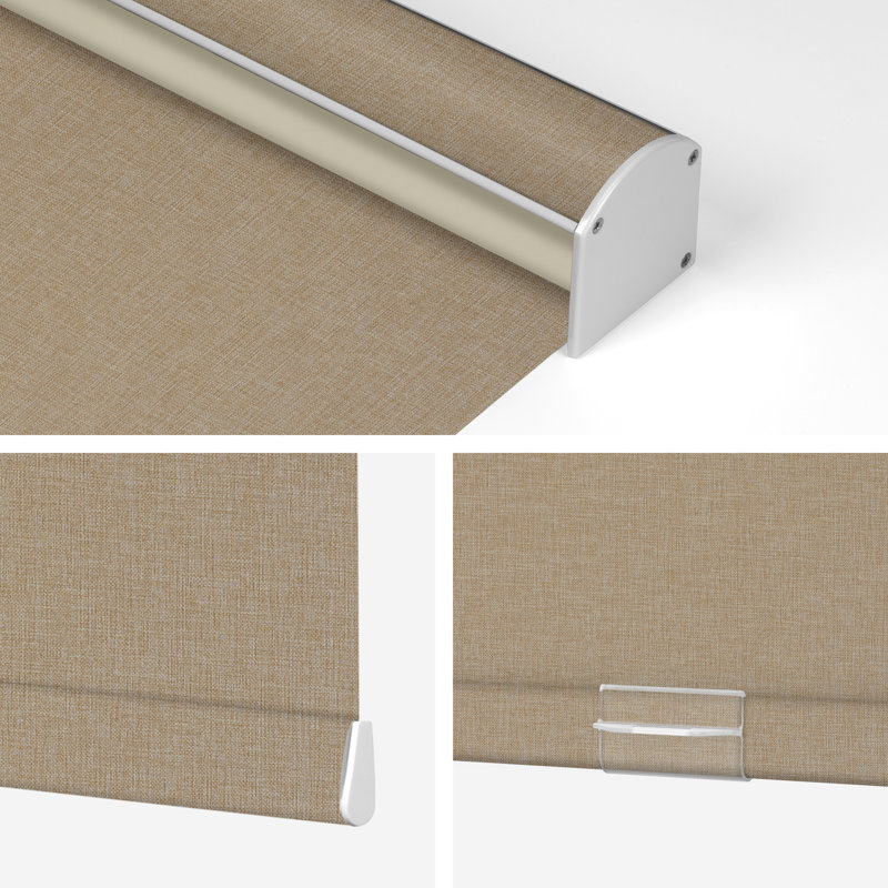 Store à enroulement occultant pour fenêtre Rideaux en lin sans cordon pour fenêtre, Beige, L 30 po x L 72 po