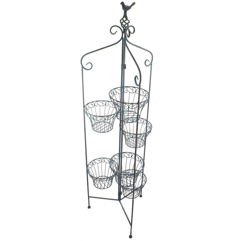 Xan Metal Weather Resistant Plant Stand, Antique Blue
