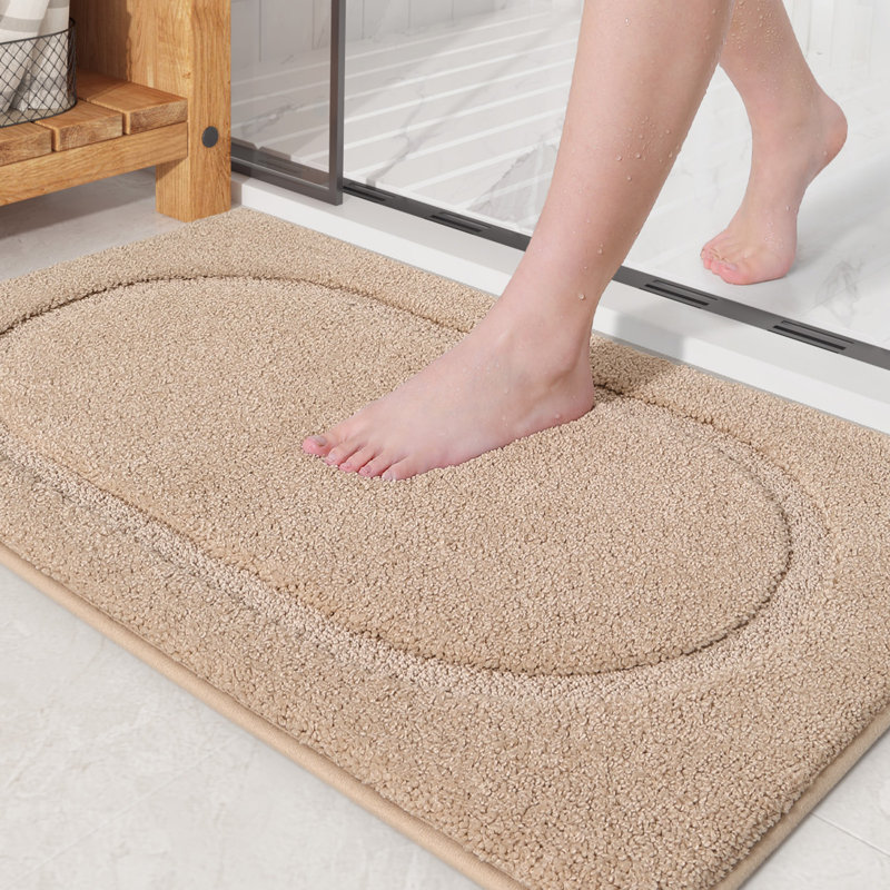Wesleigh Non-Slip Bath Rug, Beige, 20" W x 47" L