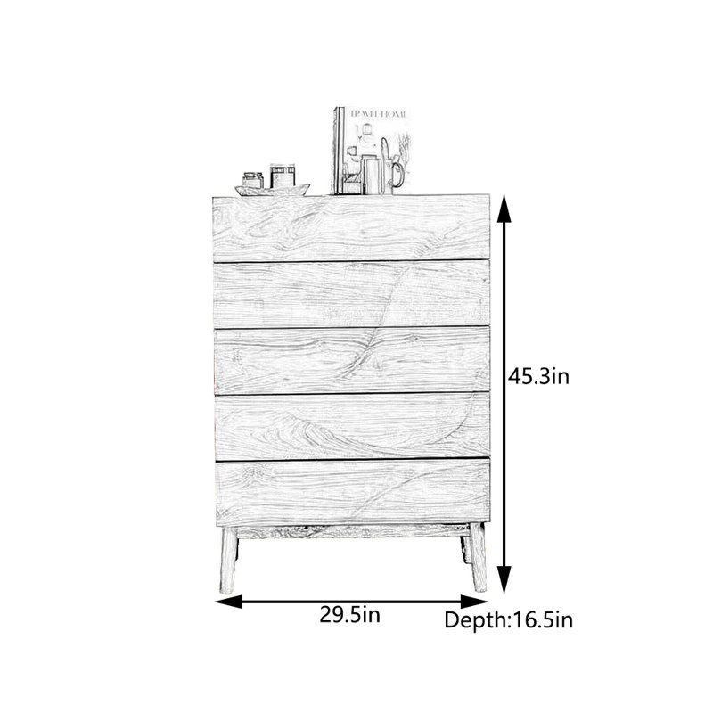 Commode à cinq tiroirs Walnut Wave