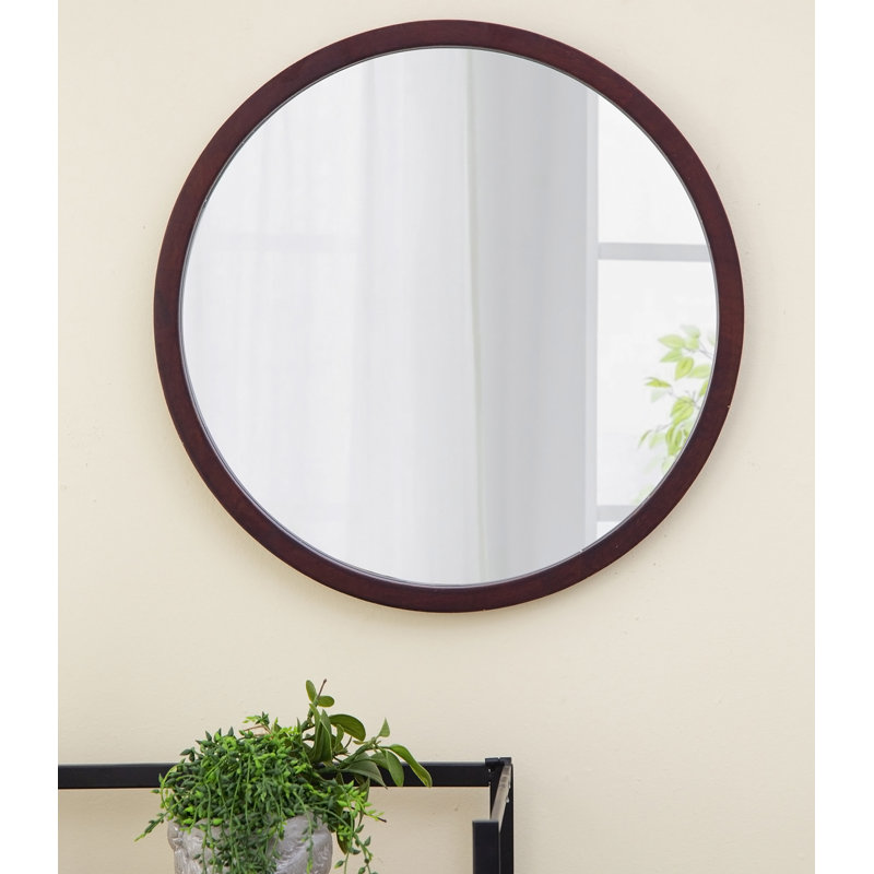 Miroir mural 20 "x 20" avec cadre en bois et finition noyer