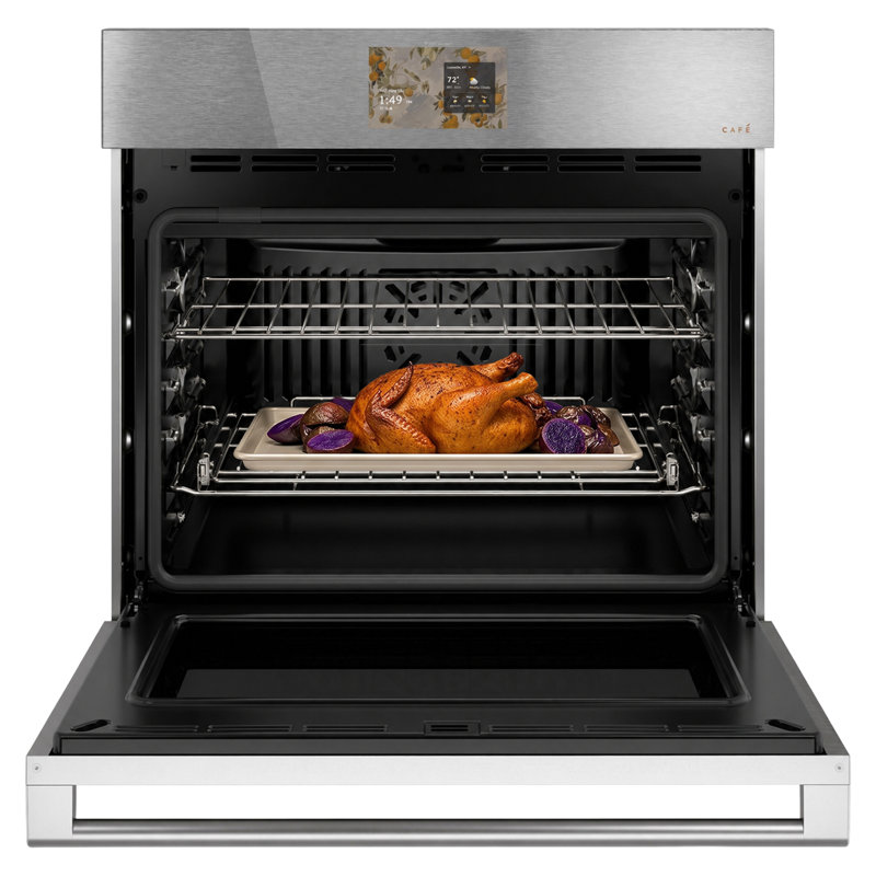 Cafe 30" Smart Built-in Convection Single Wall Oven in Platinum Glass.