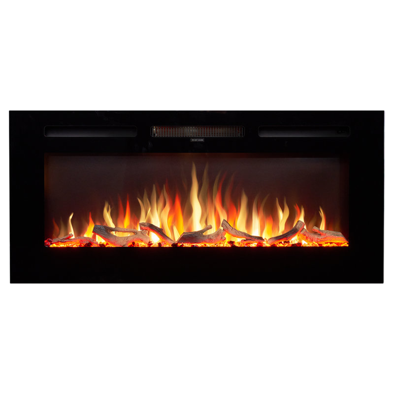 Orlando Adam Black Electric Fireplace Insert, 50" H x 107" W x 12" D