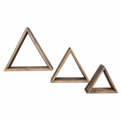 3 Piece Triangle Solid Wood Floating Shelf