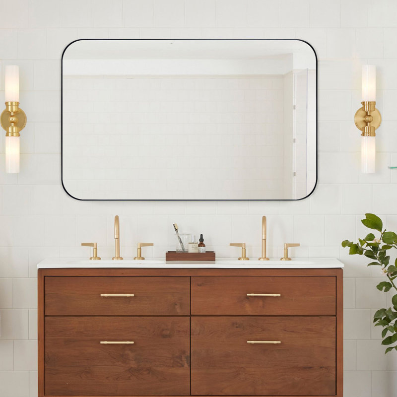 Miroir mural Josilyn, Noir mat, 48 po x 30 po