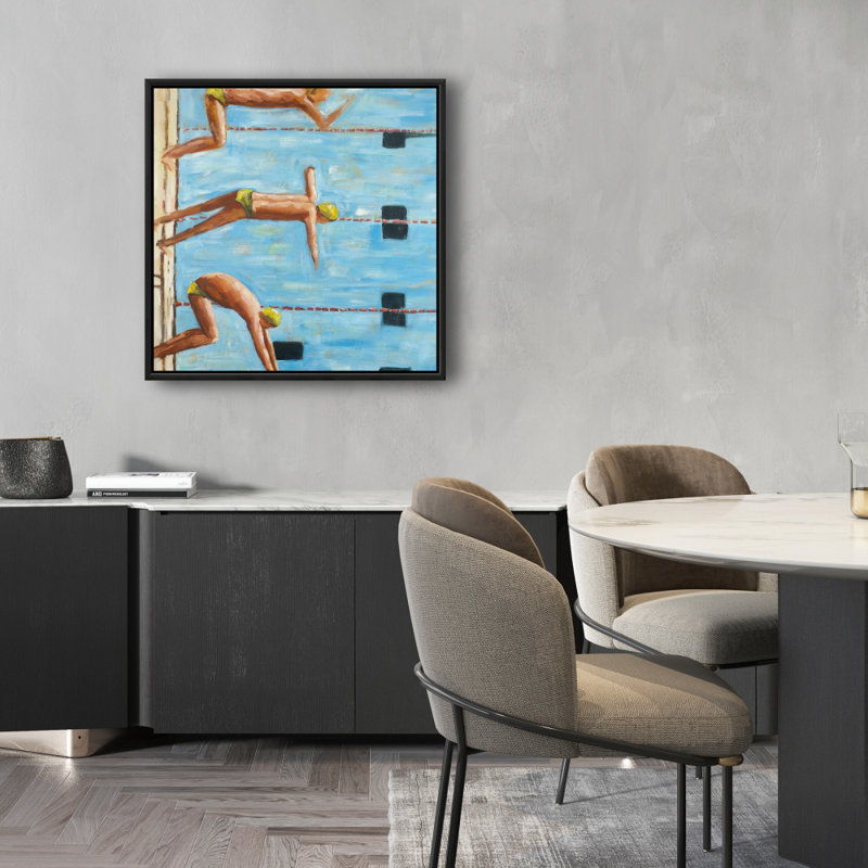 «Swimmers», toile encadrée bleue - «Man Cave Home Decor Art»