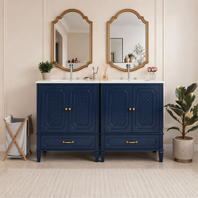Ensemble de meuble-lavabo 60 po avec lavabo double 60 po, 2 armoires avec porte et 2 tiroirs