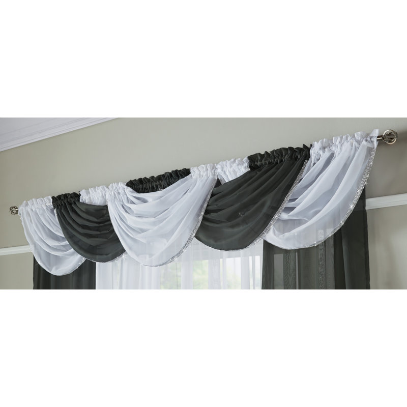 Anson Solid Colour Swag Window Pelmet, Black