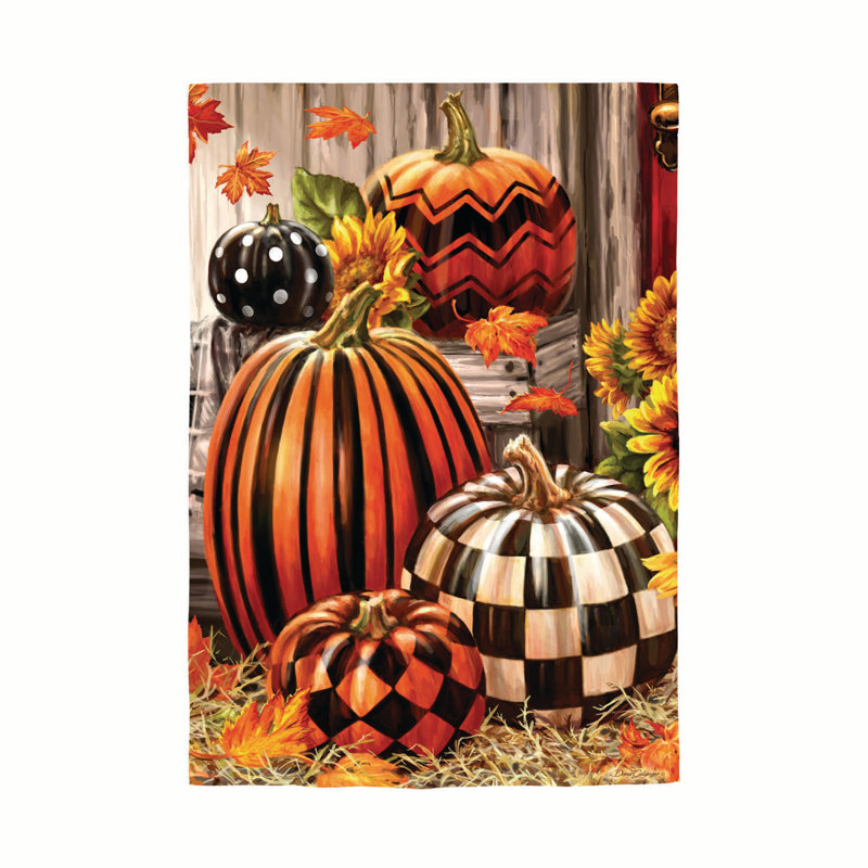 Fall Harvest Pumpkins Burlap Garden Flag