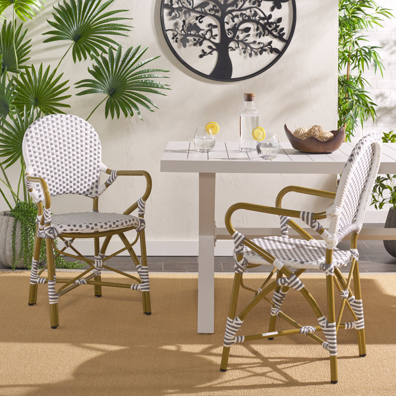 Chaise de patio empilable Wilburg, Gris / Blanc