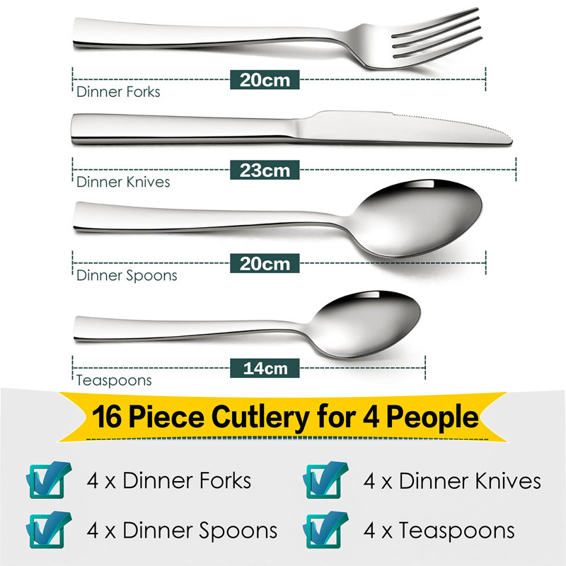 Latitude Run Aaston 16 Piece Stainless Steel Cutlery Set , Service for 4