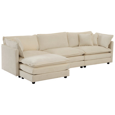 Canapé modulaire en chenille beige avec, crée un espace de vie confortable réversible - matériaux de qualité pour une utilisation durable