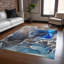 Tapis bleu marine intérieur / extérieur en polyester tissé à la machine Kyrie-122476999