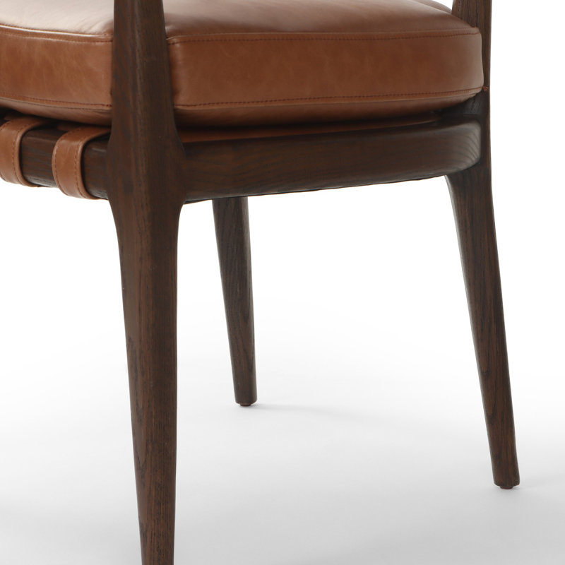 Dane Leather Upholstered Arm Chair, Terra Brown Oak Leather