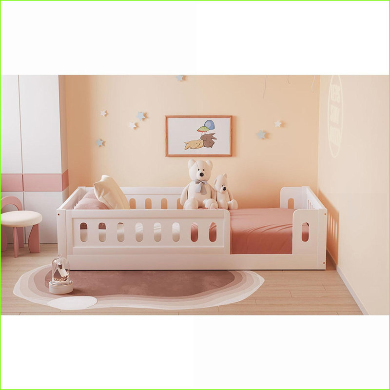 Base de lit plateforme simple en bois de pin massif - aucun sommier requis, blanc, Blanc