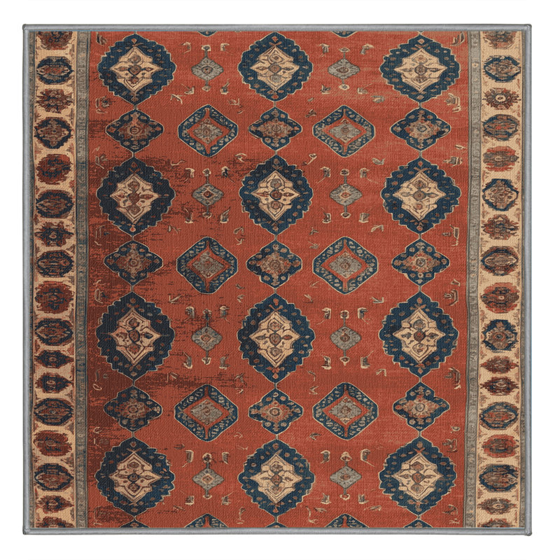 Machine Washable Persian Brown Area Rug, Square 7'