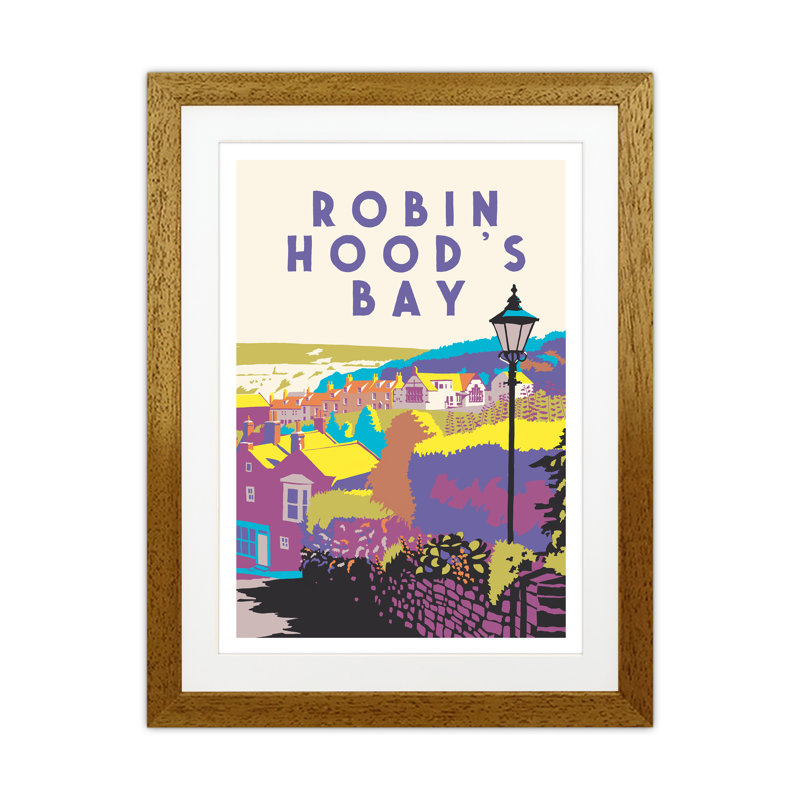 Robin Hood's Bay 2 Portrait by Richard O'Neill - Print, Brown Framed, 53.5cm H x 43.5cm W x 3cm D
