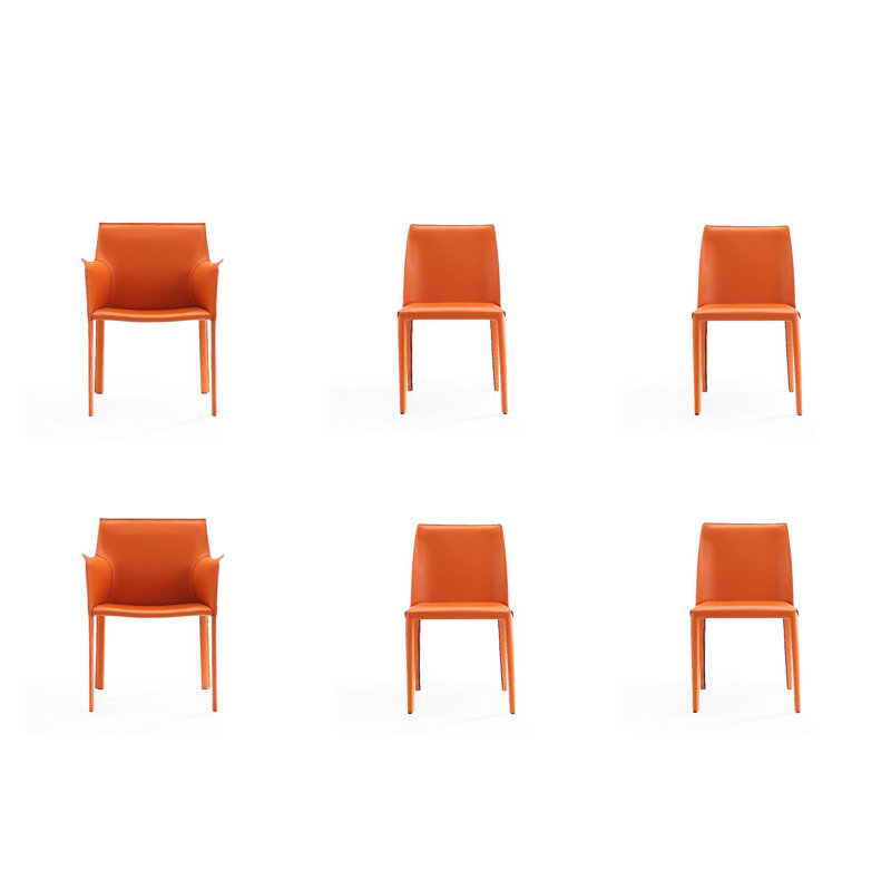 Rosson 17.32'' H Faux Leather Upholstered Metal Armchair, Coral