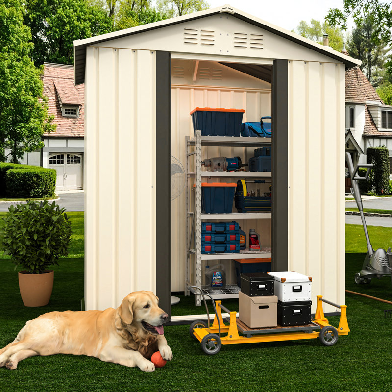 5X3 Outdoor Storage Garden Shed, Aluminum Alloy Frame For Long - Lasting Durability, Cream White Color, New Design With Modern Aesthetic, Spacious Interior Supplies, Ventilated And Waterproof, Comes