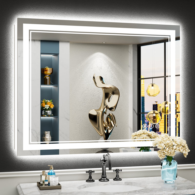 Miroir de meuble-lavabo à DEL avec fonction de mémoire, 3 températures de couleur et éclairage à intensité variable