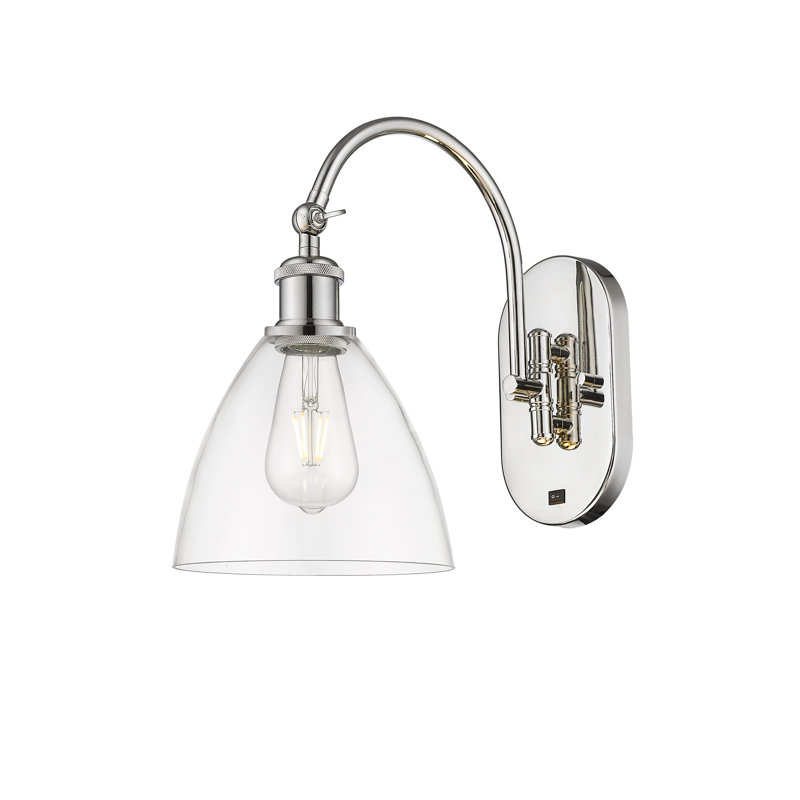 Bras pivotant en verre Amenda, Ampoule non incluse, Nickel poli