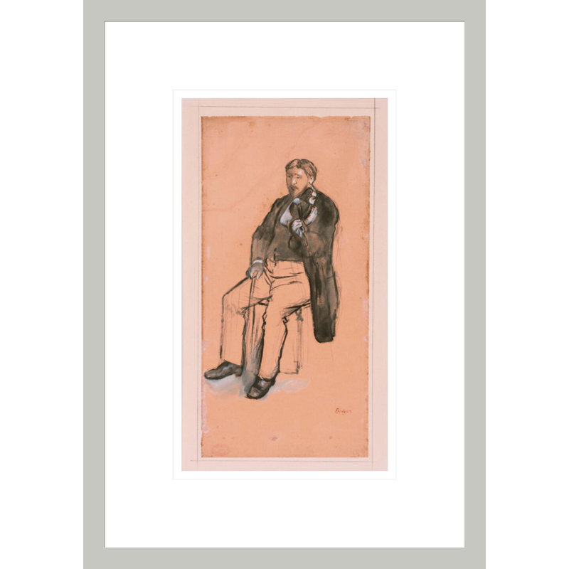 Joueur de violon assis par Edgar Degas, impression giclée sur cadre, 16.75" H x 11.85" W