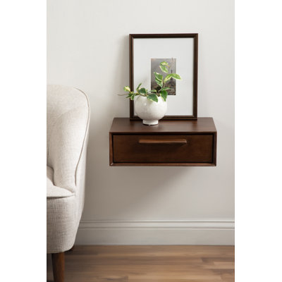 Geoffry Mango Solid Wood Floating Shelf with Drawer