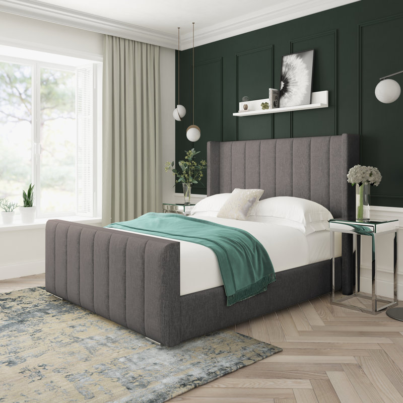 Willow Chenille Upholstered Ottoman Bed Frame, Silver, Kingsize (5')
