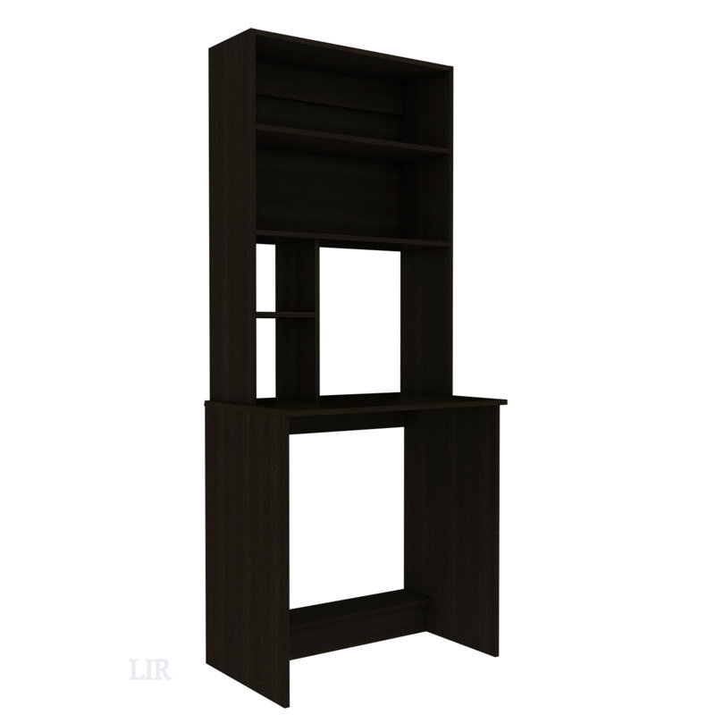 Bureau compact avec huche Compu avec quatre tablettes, un bureau d'écriture et une tablette inférieure