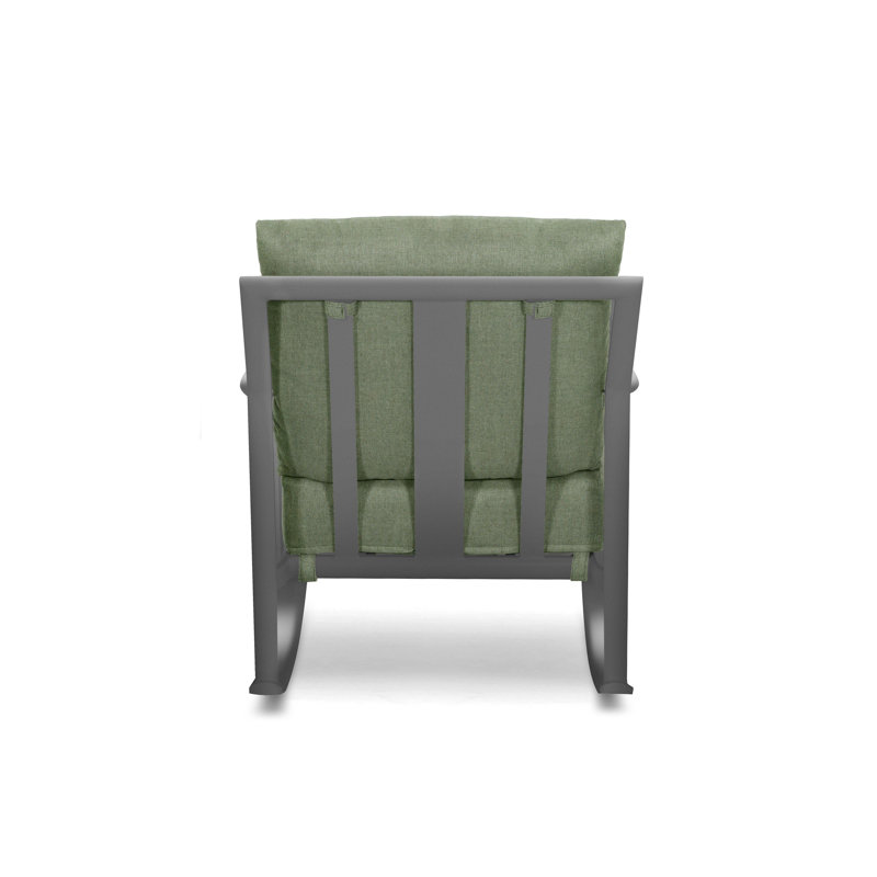 Outdoor Rocker Chair, Dark Green, Weathered Teak
