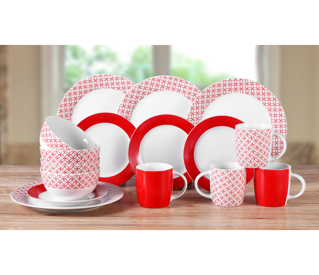 Waterside 16pc Geo Porcelain Dinner Set