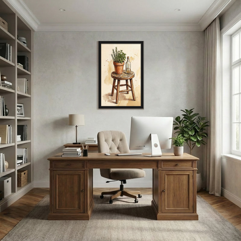 Tabouret avec plantes et fleurs, H 18 po x l 12 po