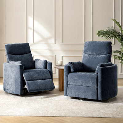 Anneisha Contemporary Swivel Rocker Power Recliner with Moveable Pillows (Set of 2)