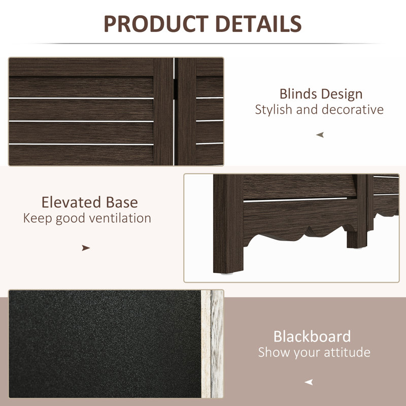 4 murs d'intimité pliables, 5,5 pi de hauteur, brun noyer avec tableau noir pour barrière de bureau, cloison de 67 po