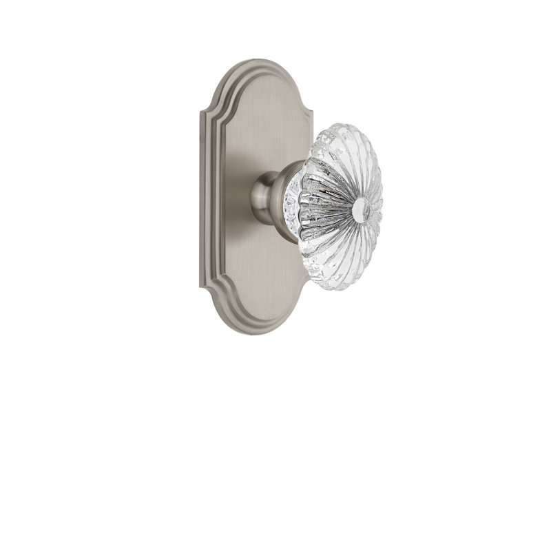 Poignée de porte en cristal Grandeur, 2 3/4", Nickel satiné