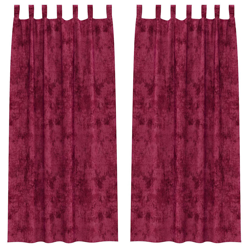 Alithia Velvet Room Darkening Curtain Pair, 140cm Width x 245cm Drop, Wine Red
