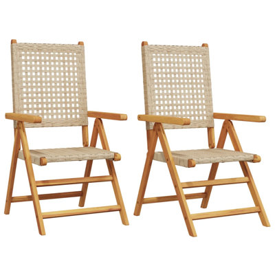 vidaXL Patio Chairs Garden Seating Furniture Solid Wood Acacia and Poly Rattan by VidaXL