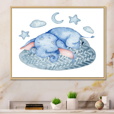 «Cute Elephant Sleeping II», reproduction sur toile flottante